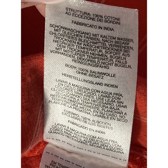 Columbia Womens XL Orange White Stripe Sleeveless Button Up Outdoor Shirt Cotton - Picture 5 of 8